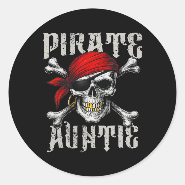 Adesivo Pirate Auntie Jolly Roger Flag E Skull Crossbone (Frente)