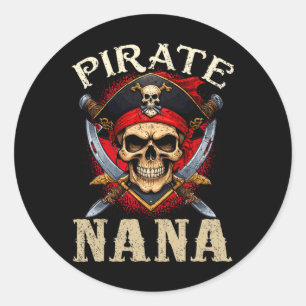 Adesivo Pirate Nana Skull Jolly Roger Halloween Pirate Fam