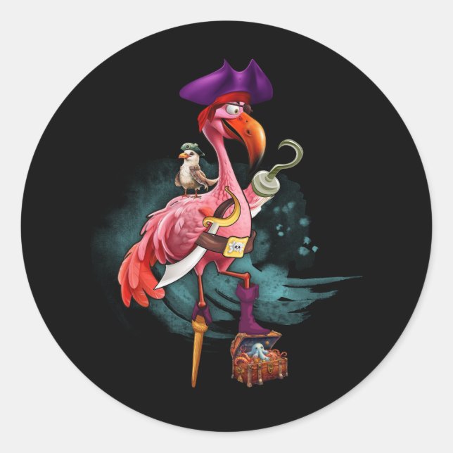 Adesivo Pirate Pink Flamingo Witeen Festas de Halloween Ra (Frente)
