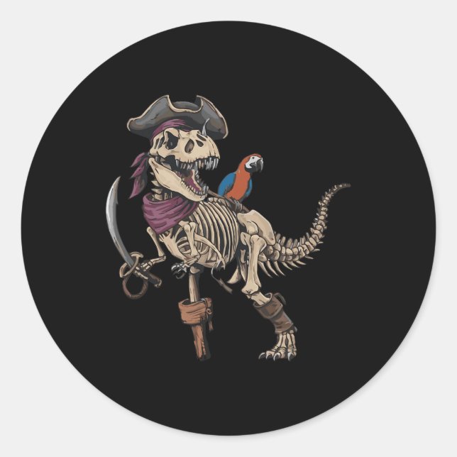 Adesivo Pirate Skeleton Dinossaur T Rex Funny Tyrannosauru (Frente)