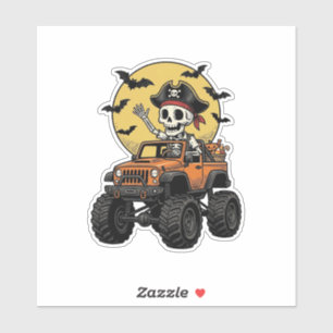 Adesivo Pirate Skeleton Monster Truck Design de Halloween_