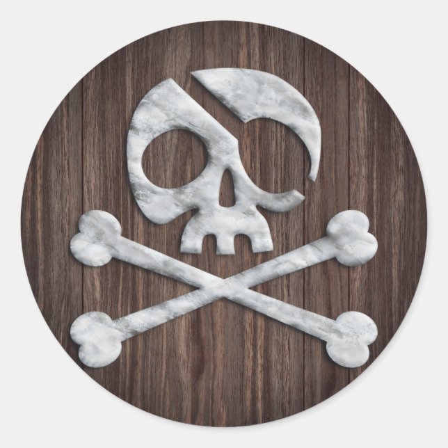 Adesivo Pirate Skull & Crossbones Rustic Wooden (Frente)