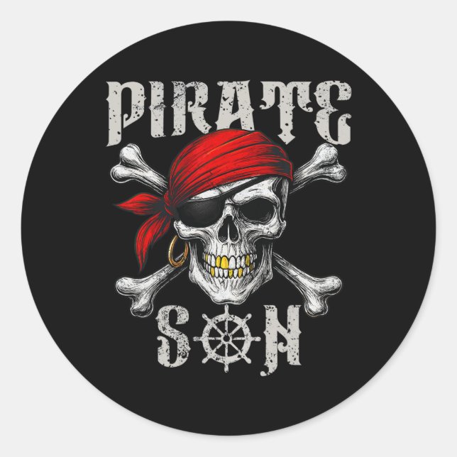 Adesivo Pirate Son Jolly Roger Flag E Skull Crossbones H (Frente)
