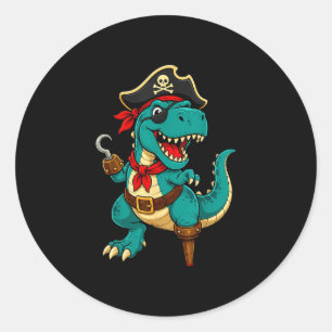 Adesivo Pirate t rex dinossauro desenho animado engraçado 