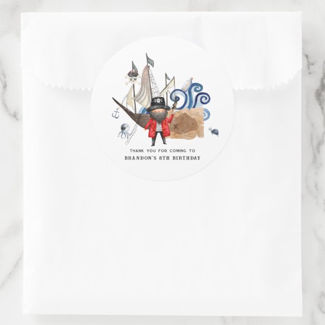 Adesivo Pirate Themed Festa de aniversário Obrigado (Bolsa)