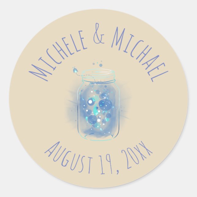 Adesivo Pirilampos em Pote Nome Personalizado Data (Frente)