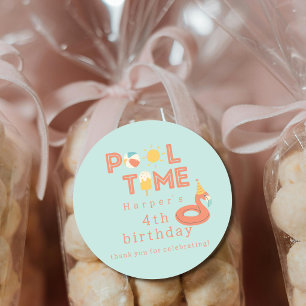 Adesivo pirulito de flamingo de verão festa de aniversário