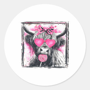 Adesivo Pirulito de Vaca Fofo Vintage Laço Coração Rosa do