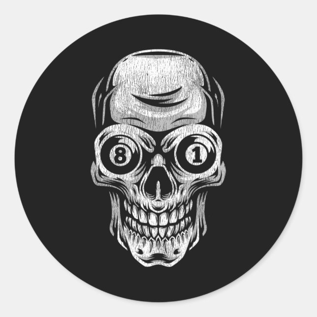 Adesivo Piscina Billiard Snooker Player Skull 8 E 9 (Frente)