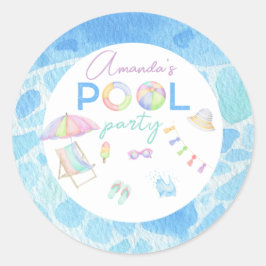 Adesivo Piscina de festa de aniversário de aquarela Piscin