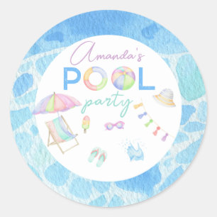 Adesivo Piscina de festa de aniversário de aquarela Piscin