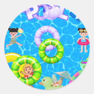 Adesivo piscina divertida e faz aniversário