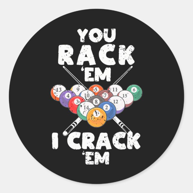 Adesivo Piscina Engraçada Jogador Billiard Você Rack (Frente)