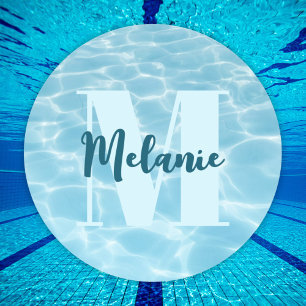 Adesivo Piscina Nadadora Azul Personalizada Moderna