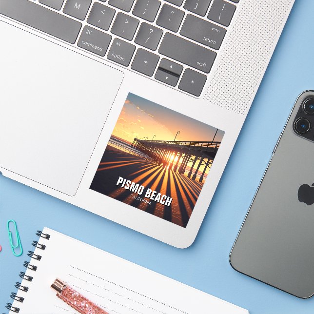 Adesivo Pismo Beach Pier California (Notebook com iPhone)