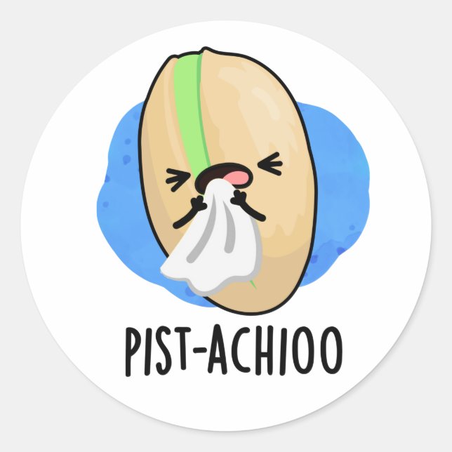Adesivo Pist-achioo Engraçado Espirrando Nut Pistachio Pun (Frente)