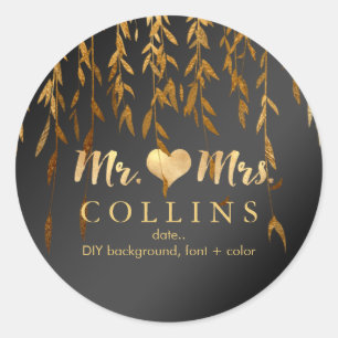 Adesivo Pista de fundo PixDezine Willow Leaves/Faux Dourad