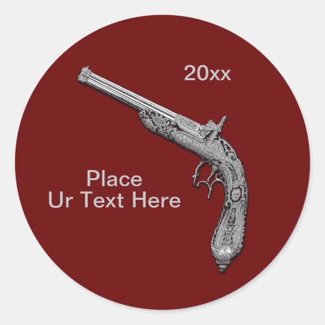 Adesivo Pistola Mostra Vermelho Personalizado (Frente)