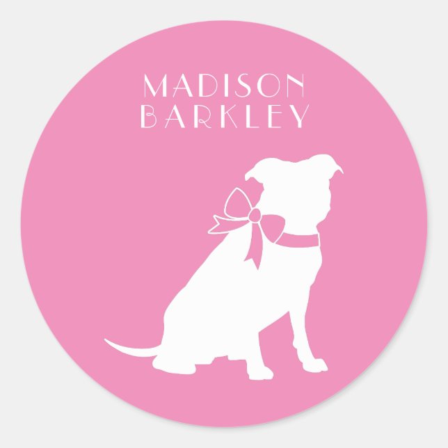 Adesivo Pit Bull Dog Puppy Pitbull Clássico Round Sticker (Frente)