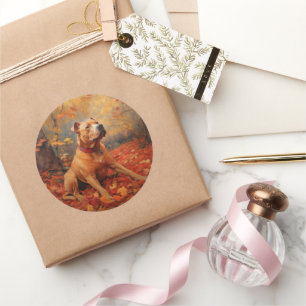 Adesivo Pitbull no outono Folhas caem inspiração