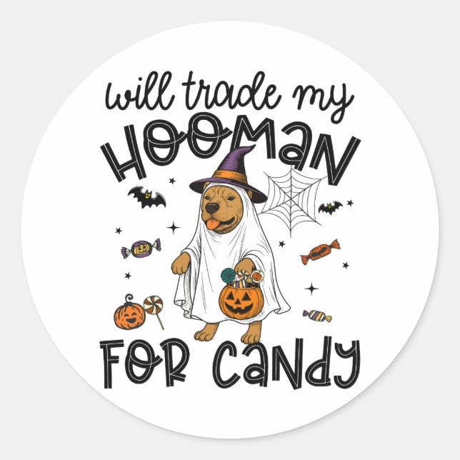 Adesivo Pitpull Dog Halloween Ghost Spooky (Frente)