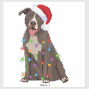 Adesivo Pittie Pitbull Natal Luzes Xmas Cachorro Lover