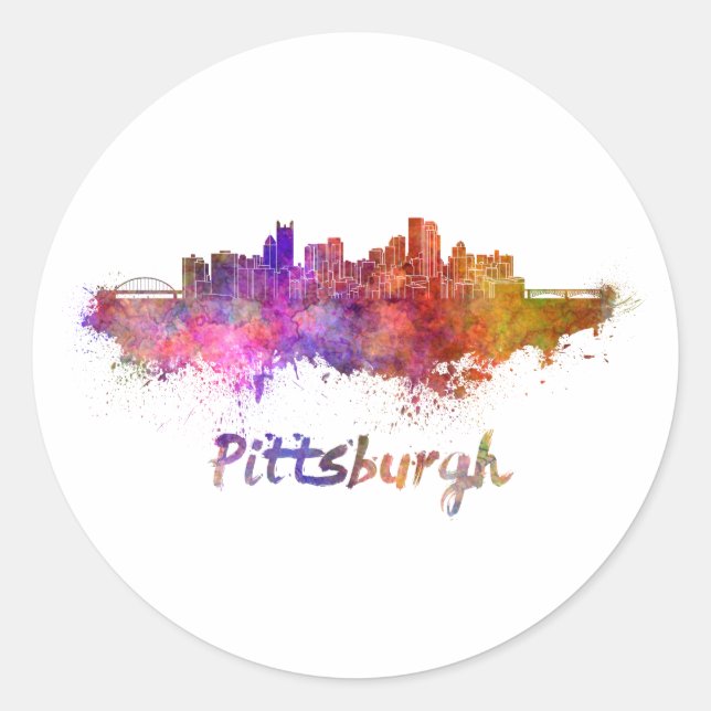 Adesivo Pittsburgh skyline in watercolor (Frente)