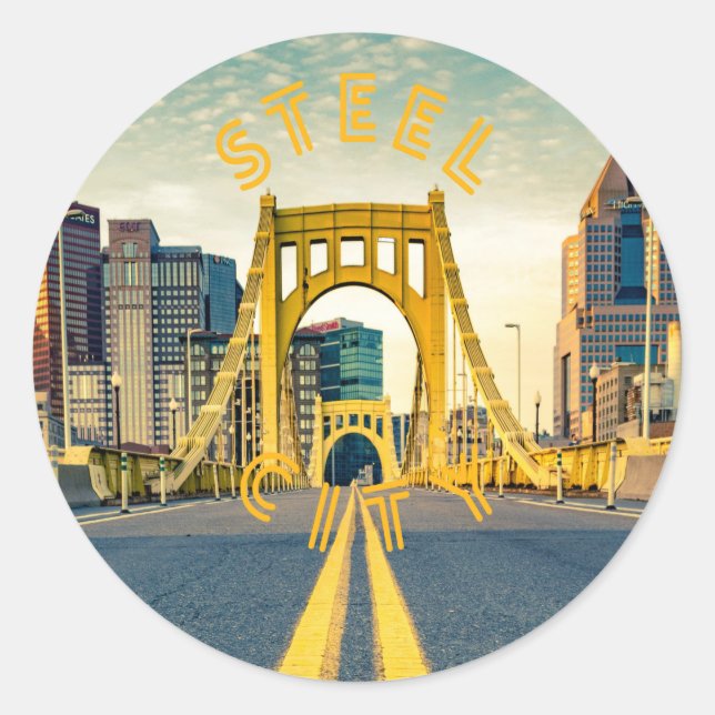 Adesivo Pittsburgh Steel City Skyline 412 Pennsylvania Can (Frente)