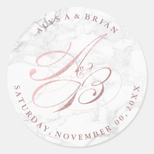 Adesivo PixDezine DIY Monogramas/Marble/Faux Rosa Dourado (Frente)