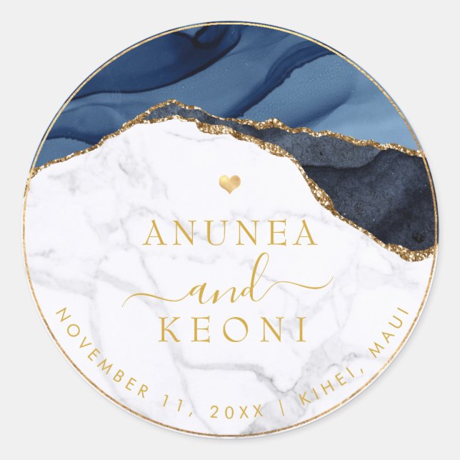 Adesivo PixDezine H2 Blue Agate + Marble Faux Gold Heart (Frente)