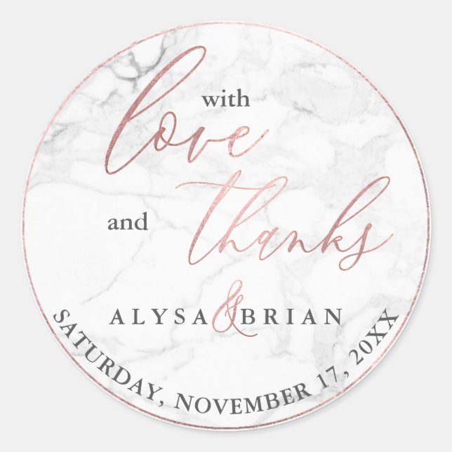 Adesivo PixDezine Marble/Faux Rosa Dourada Love+Obrigados (Frente)