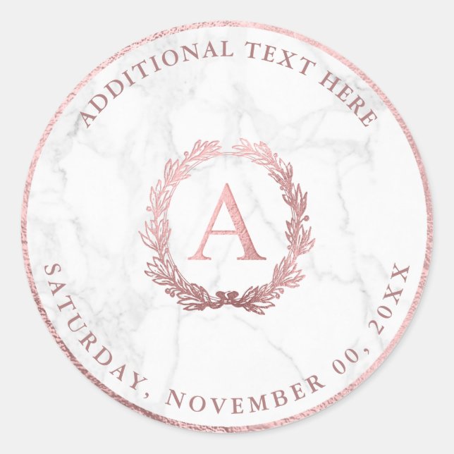 Adesivo PixDezines A-Z, DIY Faux Rosa Dourado Monograma+Ma (Frente)