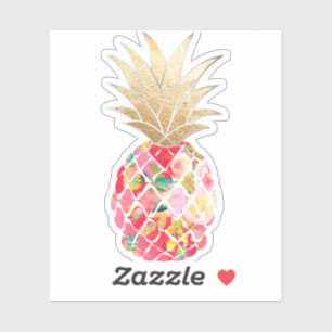 Adesivo PixDezines Abacaxi Aloha Raspberry, Falso Ouro