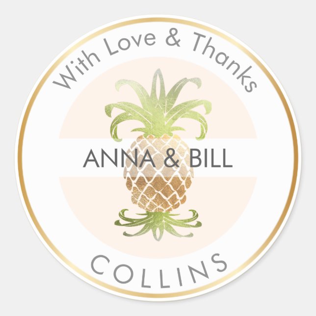 Adesivo PixDezines Abacaxi Falso Ouro/Obrigado DIY (Frente)