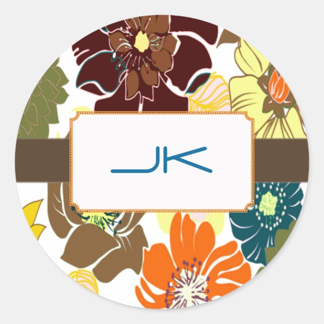 Adesivo PixDezines Alegre Retro Floral, Monograma (Frente)