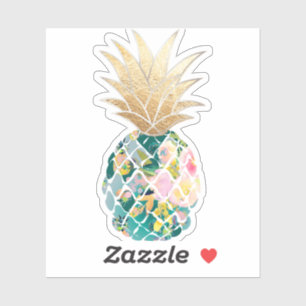 Adesivo PixDezines Aloha Abacaxi Teal Escuro, Dourado Fals