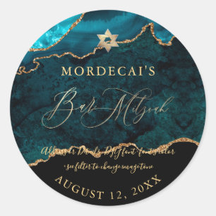 Adesivo PixDezines Aquarela Ágata Azul Turquesa Bar Mitzva