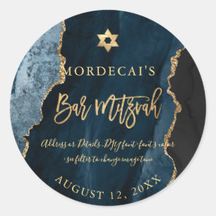 Adesivo PixDezines Aquarela Bar Azul De Agato Teal Mitzvah