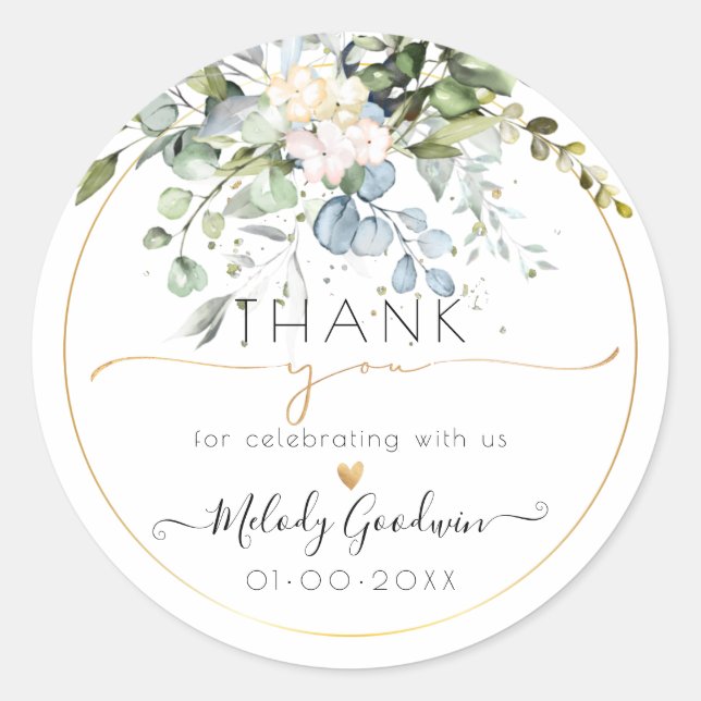 Adesivo PixDezines Aquarela Rústica Eucalipto Blue Gum Azu (Frente)