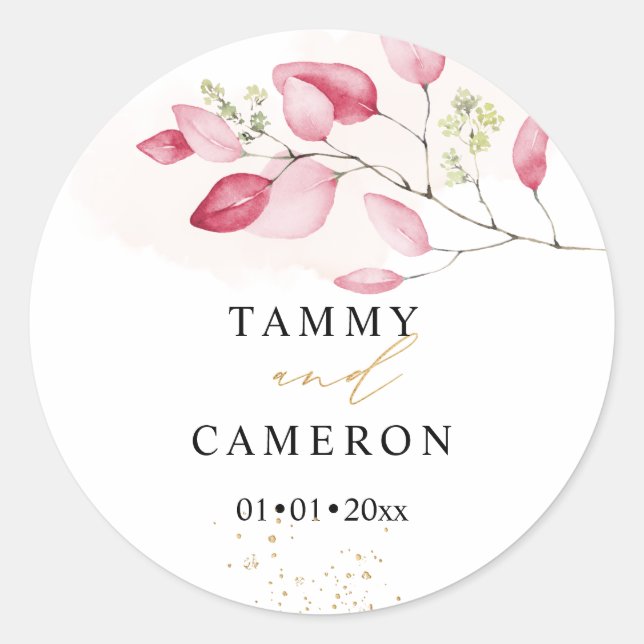 Adesivo PixDezines Aquarela Simples Eucalipto Rosa Goma (Frente)