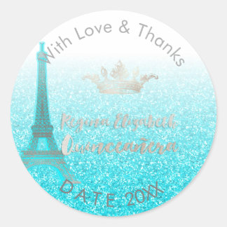 Adesivo PixDezines Blue Eiffel/Sweet 15/DIY Obrigado