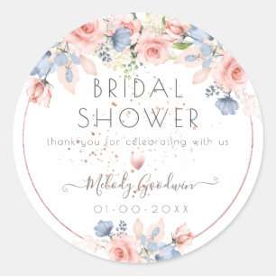 Adesivo PixDezines Blush Blue Rosas Flores de Aquarela