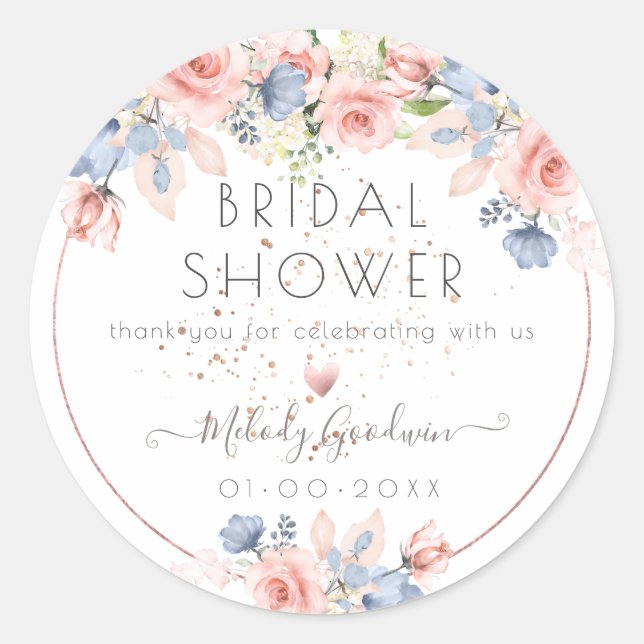 Adesivo PixDezines Blush Blue Rosas Flores de Aquarela (Frente)