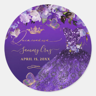 Adesivo PixDezines Borboletas Quinceanera, Roxo Escuro Em
