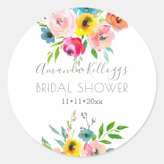 Adesivo PixDezines Chuveiro de Noiva Aquarela Peônias de V (Frente)