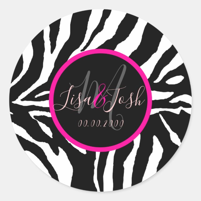 Adesivo PixDezines DIY Zebra Padrão, Monograma (Frente)