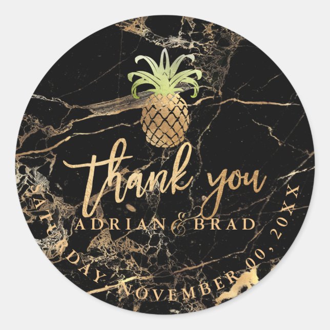 Adesivo PixDezines Faux Dourado Abacaxi/Mármaco Dourado Pr (Frente)