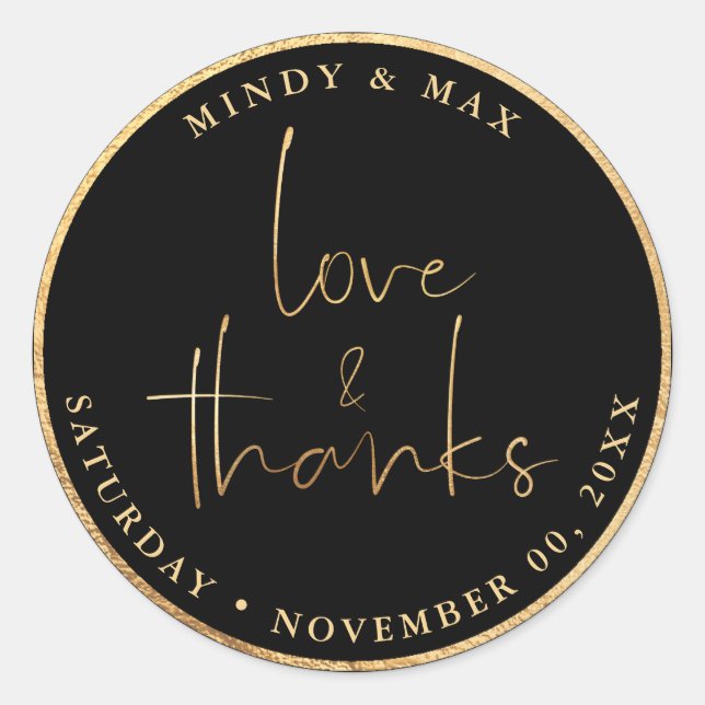 Adesivo PixDezines FAUX DOURADO AMOR+OBRIGADOS | COR DE CO (Frente)