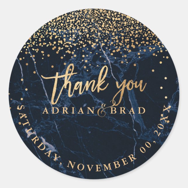 Adesivo PixDezines Faux Dourado Confetti/Blue Marble (Frente)