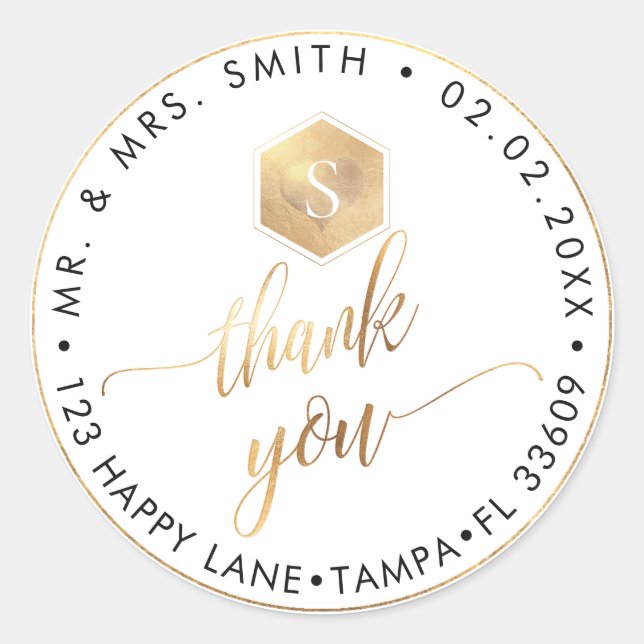 Adesivo PixDezines FAUX DOURADO HONEYCOMB, OBRIGADO+CORAÇÃ (Frente)